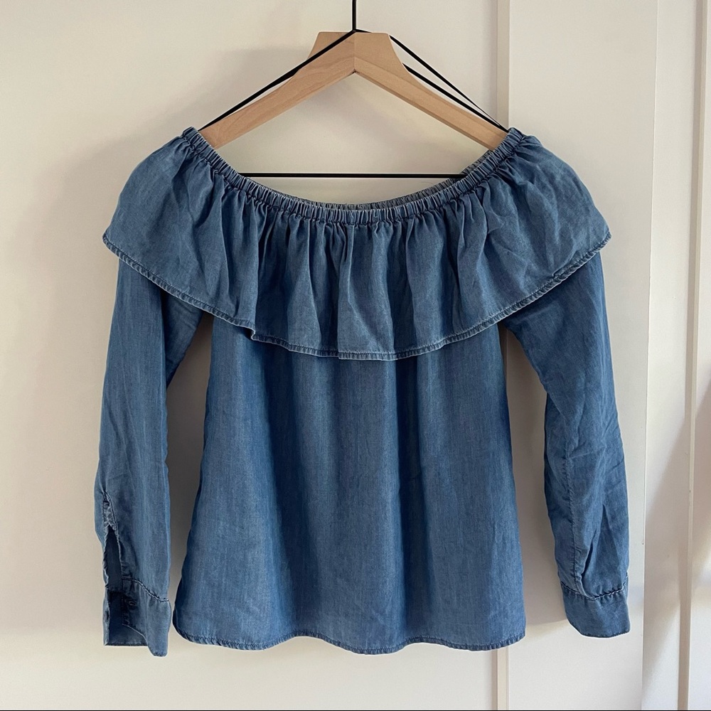 H&M Divided Off Shoulder Chambray Top